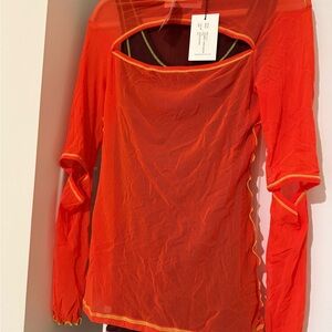 Marina Moscone Mesh Layered Polyamide Top M/L